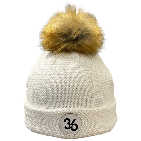 Winter Hat | White with Pom