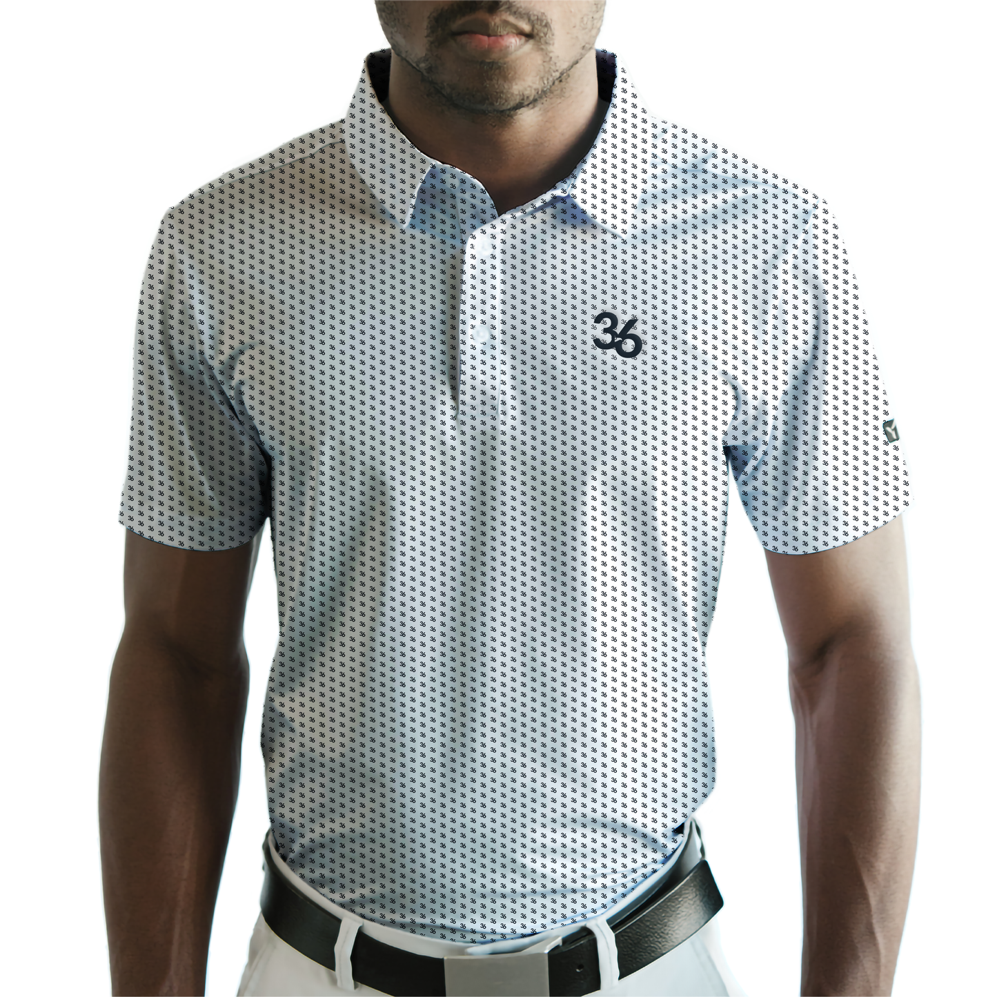 Mens All Over Logo Polo | White