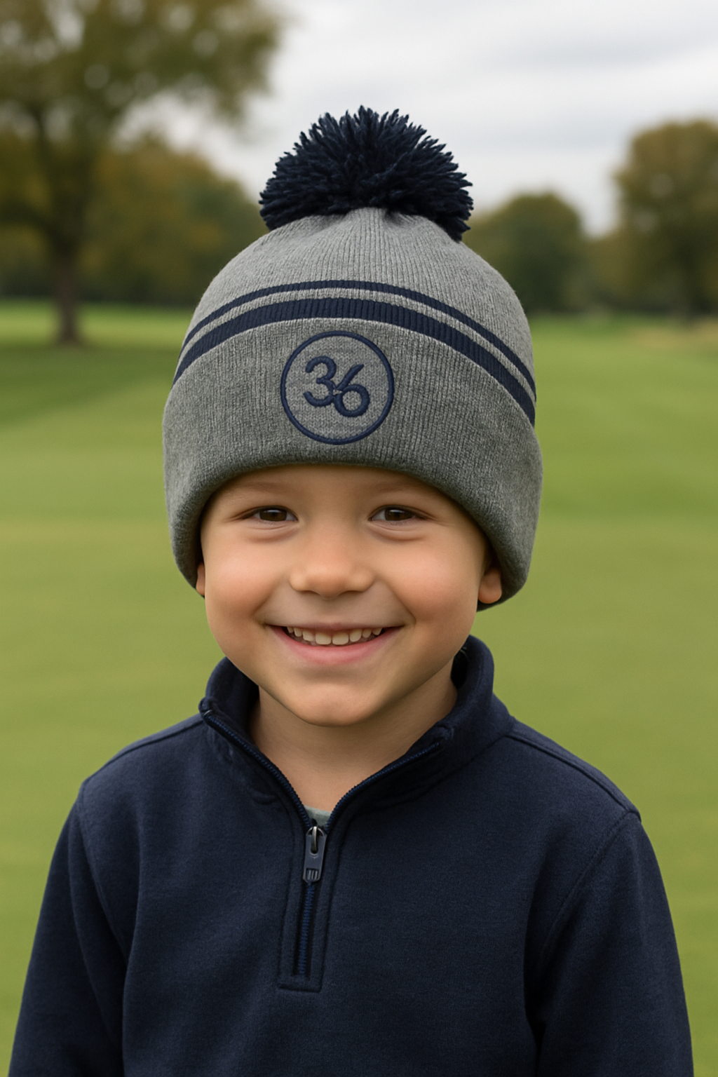 Winter Hat | Gray and Navy