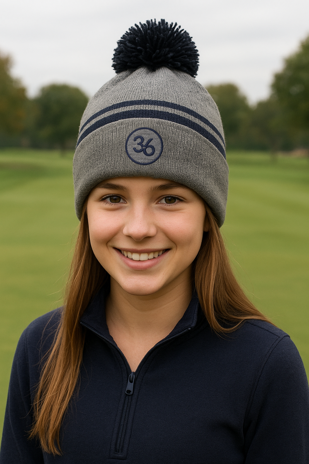 Winter Hat | Gray and Navy