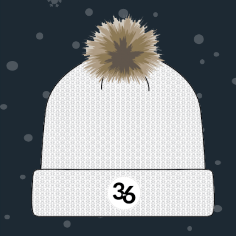 Winter Hat | White with Pom